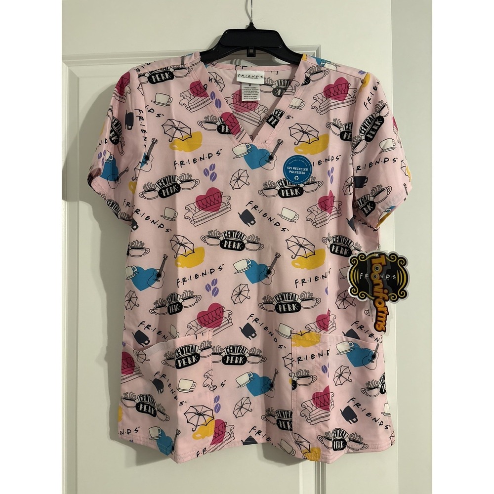 Tooniforms Cherokee Women's Friends "Central Perk" Scrub Top Size Medium NWT